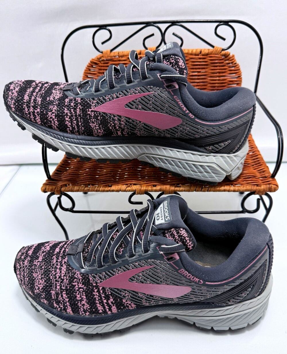 Brooks Ghost 10 Women’s Gray/Rose Gold Low Top Lace-Up Mesh Running Sneaker